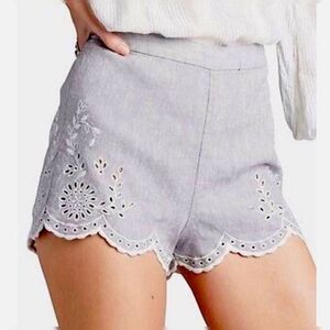 FREE PEOPLE Life's Too Short Eyelet Shorts Gray size 2